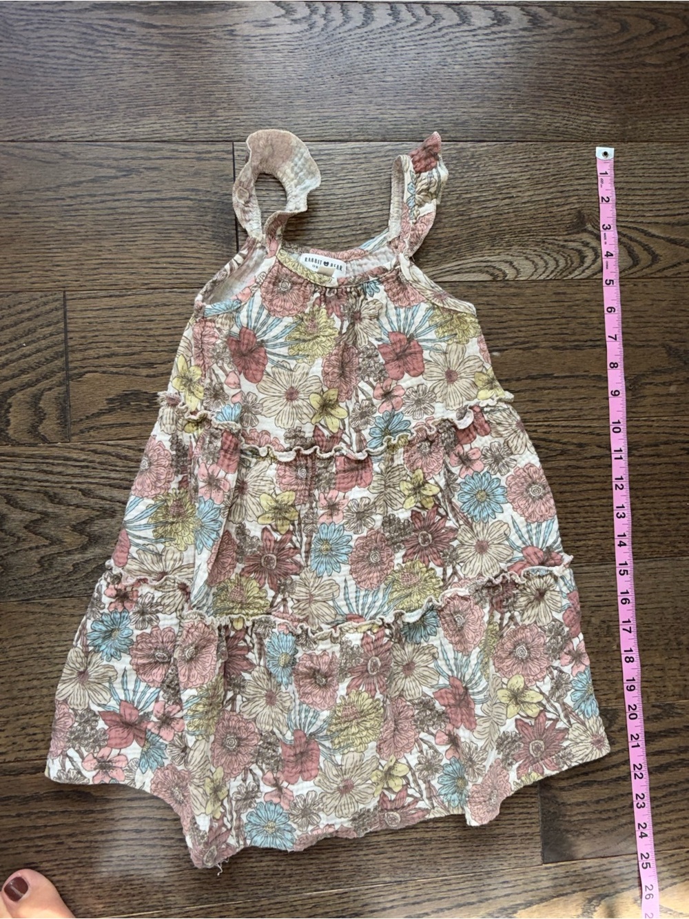 BearPaw Floral Tiered Sundress for Kids - Pink, Blue, Yellow 4T